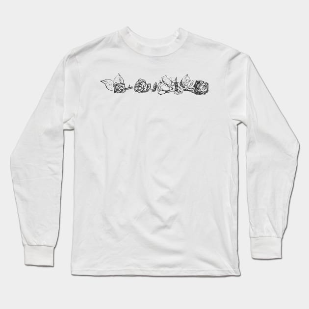 Black roses on the ground Long Sleeve T-Shirt by Creative Art Store